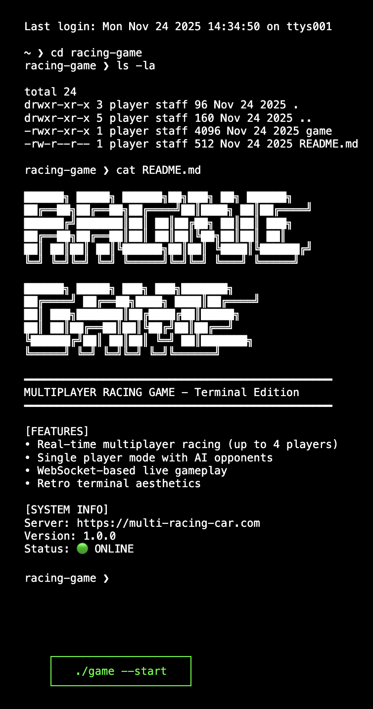 Multi Racing Car 게임 메인 화면